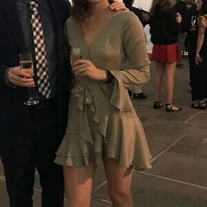 White Fox Boutique Mini Wrap Dress - Size Small, Sage Green